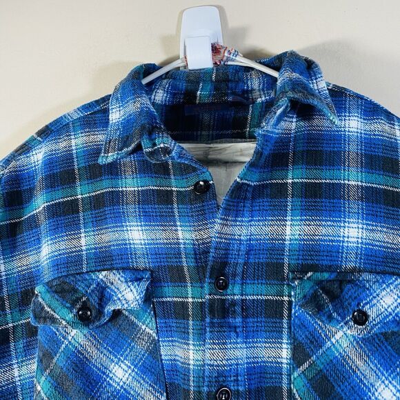 Dakota Flannel Shirt Mens  XL Plaid Outdoor Hiking Casual Button Up Blue - Picture 2 of 11